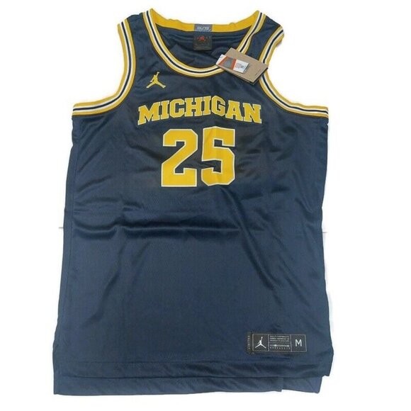 Jordan Michigan Wolverines #25 Limited Basketball Jersey Mens Size Medium Blue - Picture 1 of 9